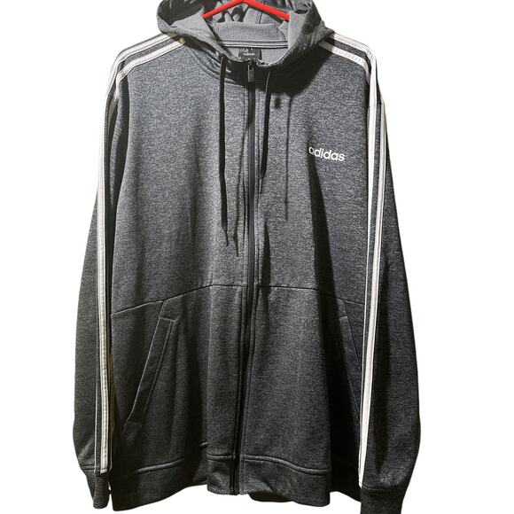 Gray Adidas XL hooded sweat top jacket - Picture 1 of 6